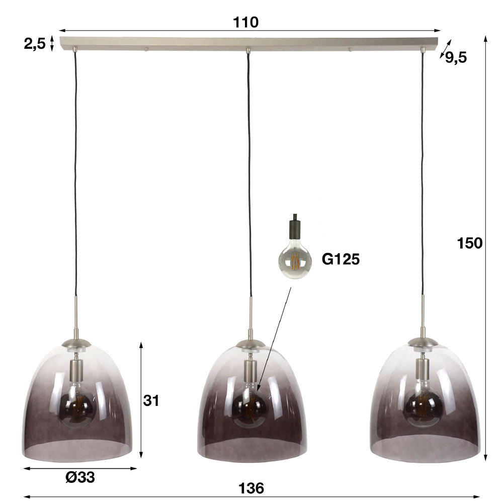 Hanglamp Meyer chiQago Mat nikkel LxBxH 141x76x41 Mat nikkel Nnb