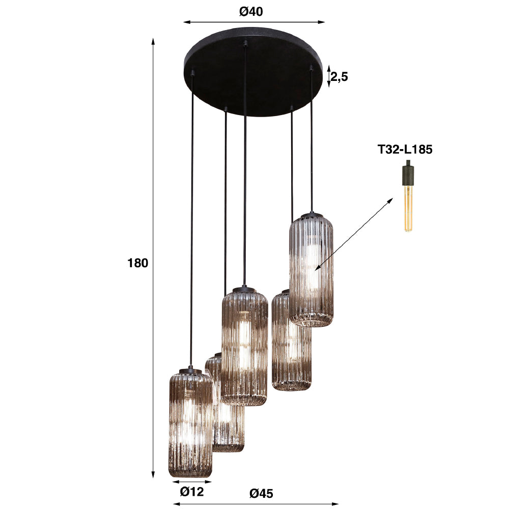 Hanglamp Hank chiQago Artic zwart LxBxH 48x48x43 Artic zwart Nnb