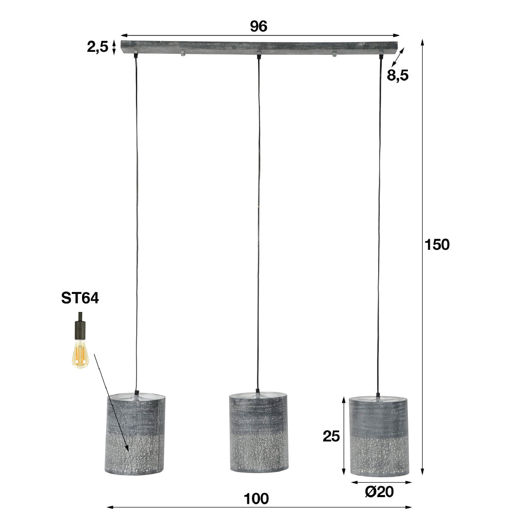Hanglamp Lachlan chiQago Grijs LxBxH 98x32x24 Grijs Nnb