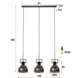 Hanglamp Orson chiQago Oud zilver LxBxH 98x47x34 Oud zilver Nnb