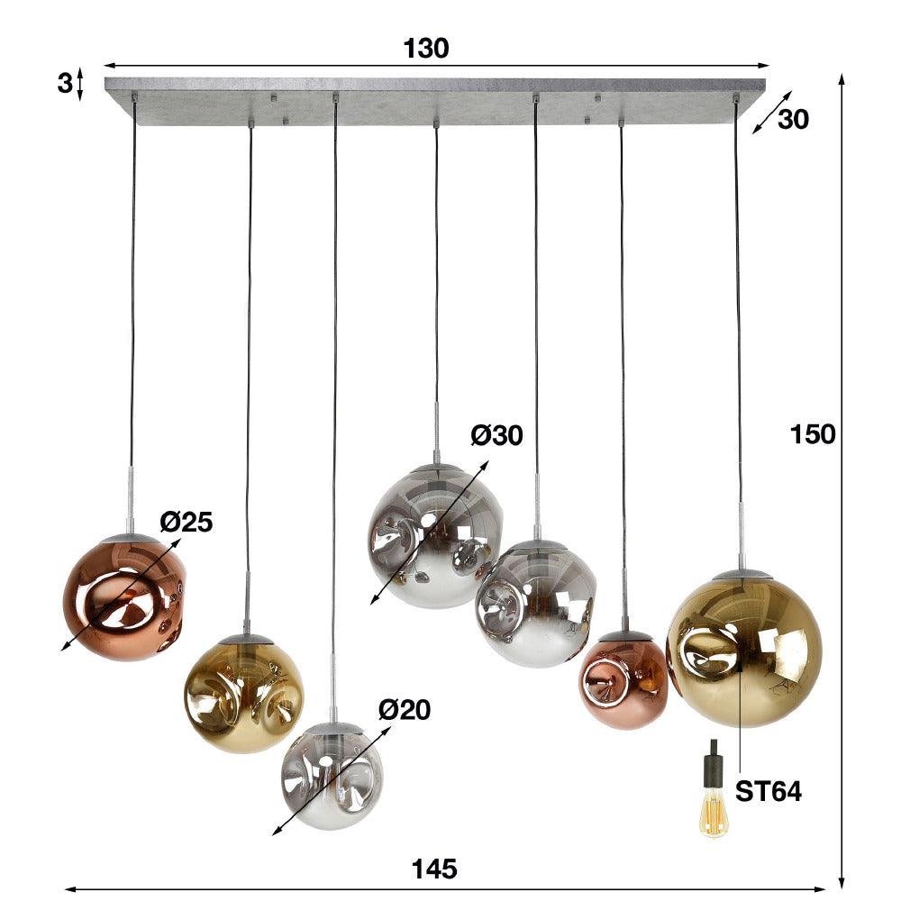 Hanglamp Hudson chiQago Oud zilver LxBxH 135x73x37 Oud zilver Nnb