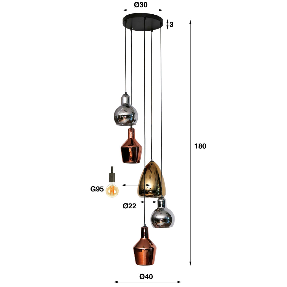Hanglamp Bowen chiQago Artic zwart LxBxH 63x58x29 Artic zwart Nnb