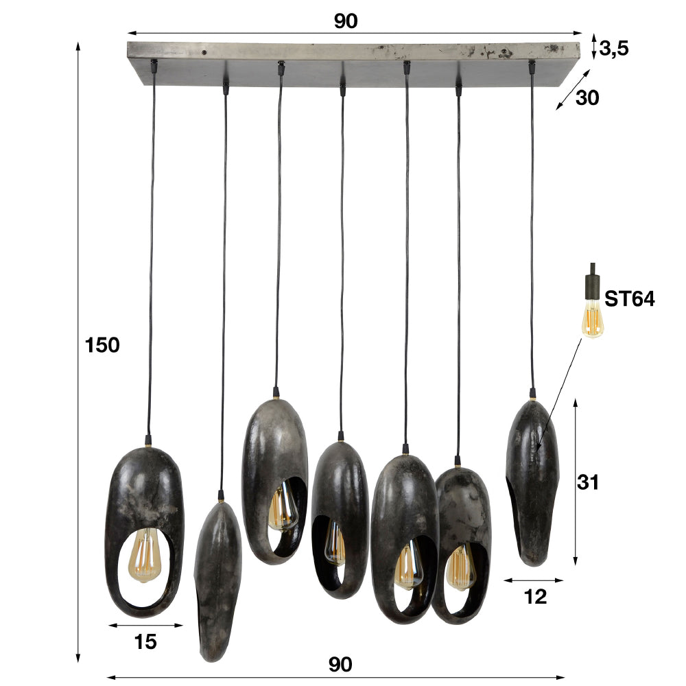 Hanglamp Kairo chiQago Oud zilver LxBxH 92x41x22 Oud zilver Nnb