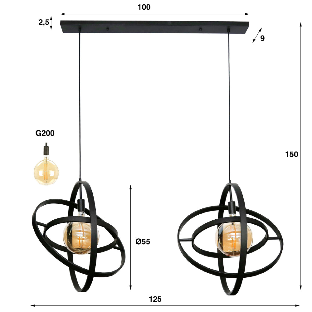 Hanglamp Neill chiQago Artic zwart LxBxH 133x68x16 Artic zwart Nnb