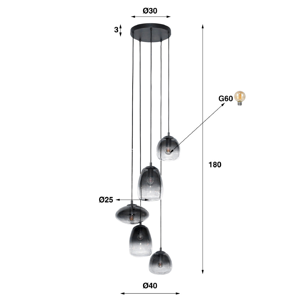 Hanglamp Blaze chiQago Artic zwart LxBxH 67x52x31 Artic zwart Nnb