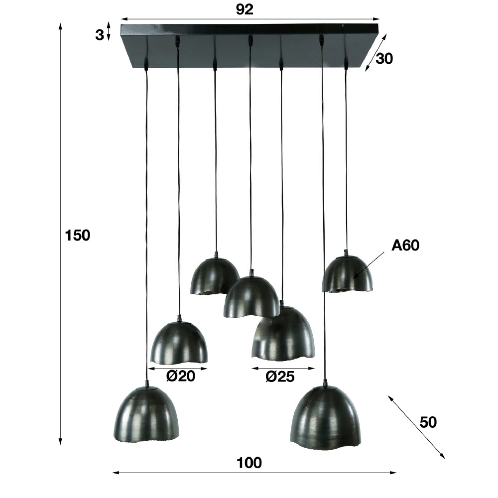 Hanglamp Idaho chiQago Zwart nikkel LxBxH 97x50x33 Zwart nikkel Nnb