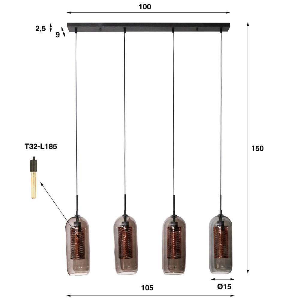 Hanglamp Murphy chiQago Artic zwart LxBxH 107x69x23 Artic zwart Nnb