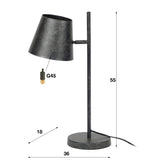 Tafellamp Luka chiQago Charcoal LxBxH 58x31x25 Charcoal Nnb