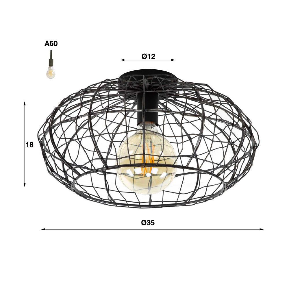 Plafondlamp Mack chiQago Zwart bruin LxBxH 37x37x21 Zwart bruin Nnb