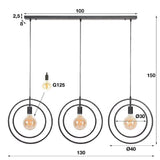 Hanglamp Jago chiQago Charcoal LxBxH 129x46x11 Charcoal Nnb