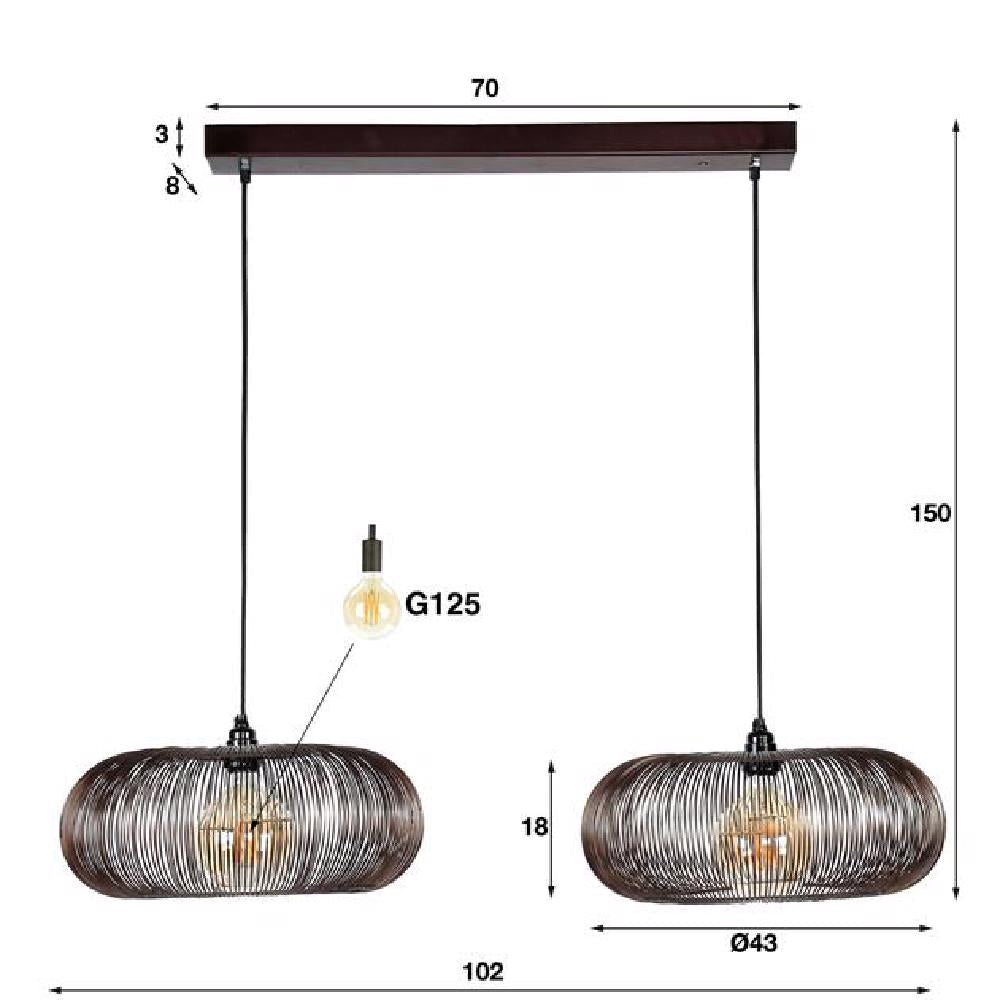 Hanglamp Hurley chiQago Zwart nikkel LxBxH 88x49x29 Zwart nikkel Nnb