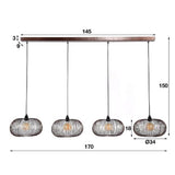 Hanglamp Hurley chiQago Zwart nikkel LxBxH 152x40x28 Zwart nikkel Nnb